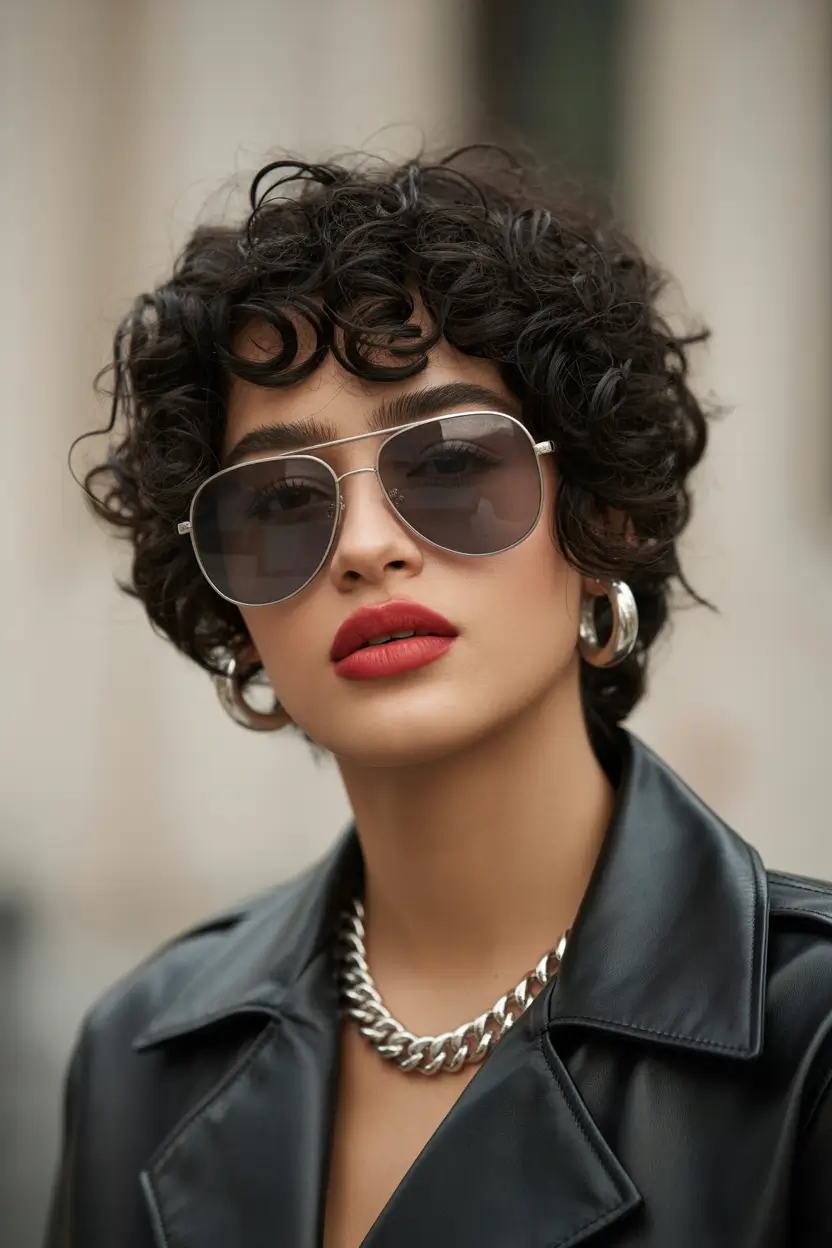 spring hair trends Curly French Bob With Sunglass Cool Energy