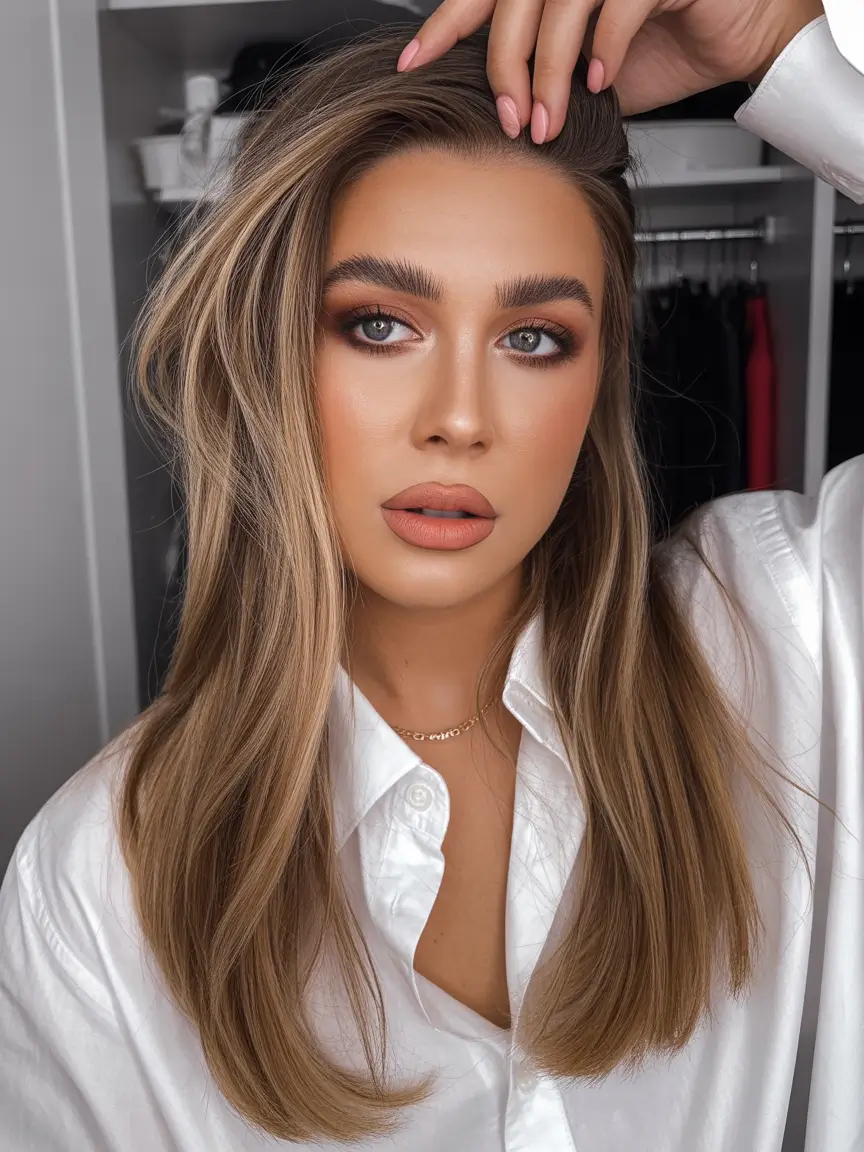 spring hair trends Long Smooth Blonde Balayage With Soft Shadow Roots