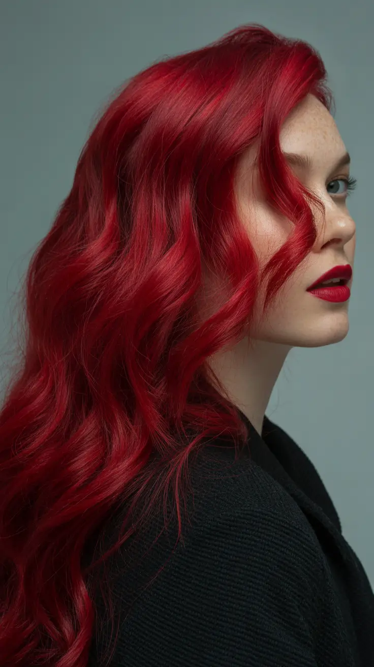 spring hair trends Classic Long Hair In High-Gloss Red Waves