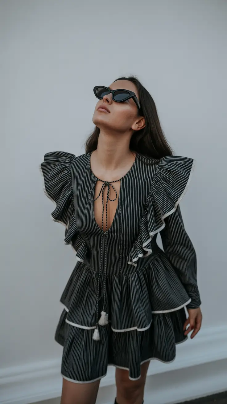 spring date night outfit Ruffled Drama for a Cool-Girl Spring Night