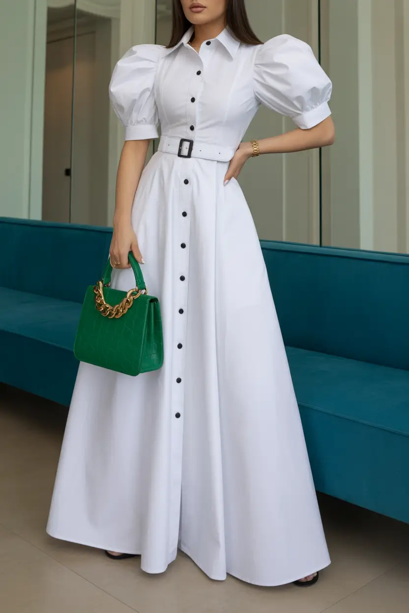 spring date night outfit Crisp White Button-Down Glam for a Classy Spring Night