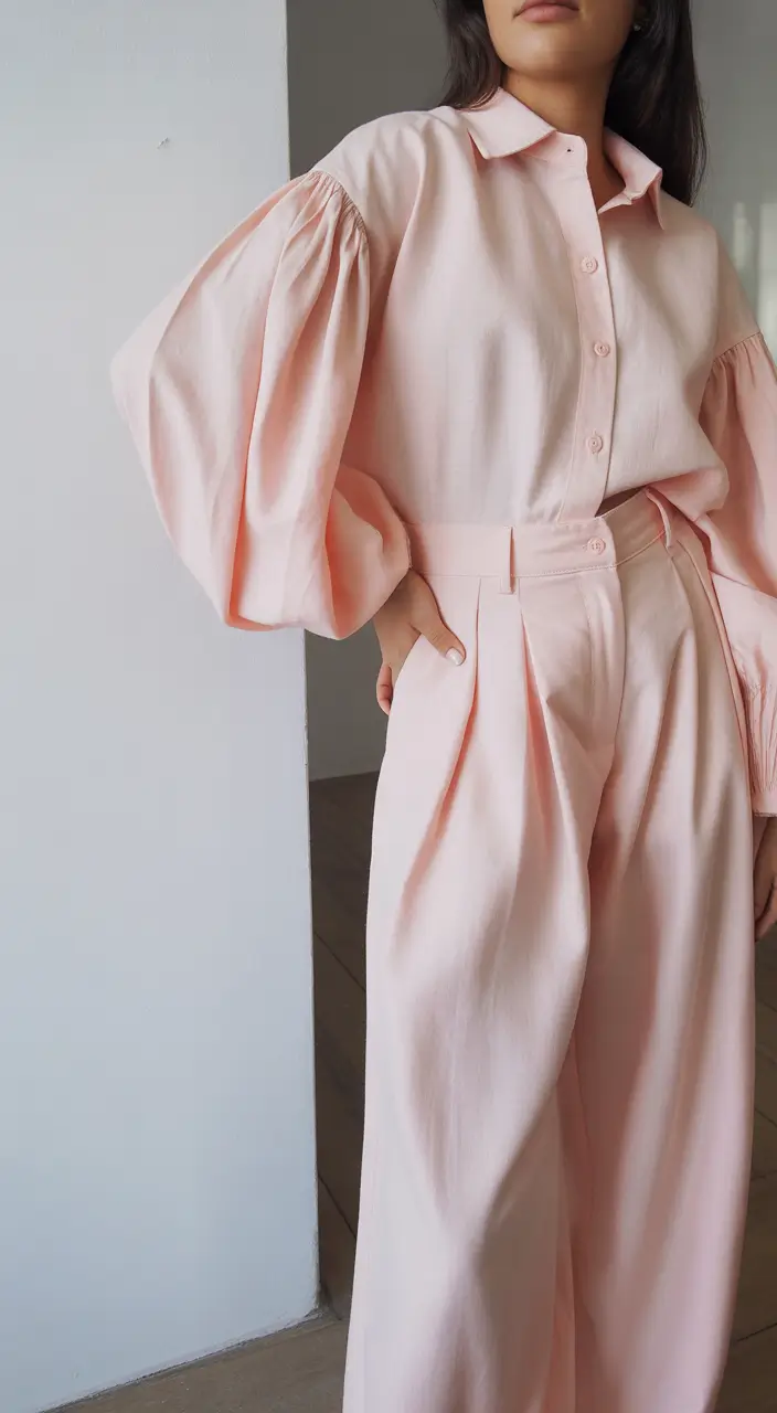 spring date night outfit Blush Wide-Leg Ease for a Dressy Casual Spring Mood