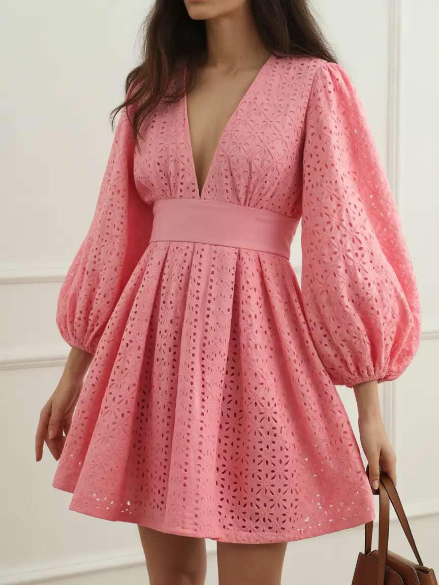 spring date night outfit Pink Eyelet Romance for a Cute Spring Date Look