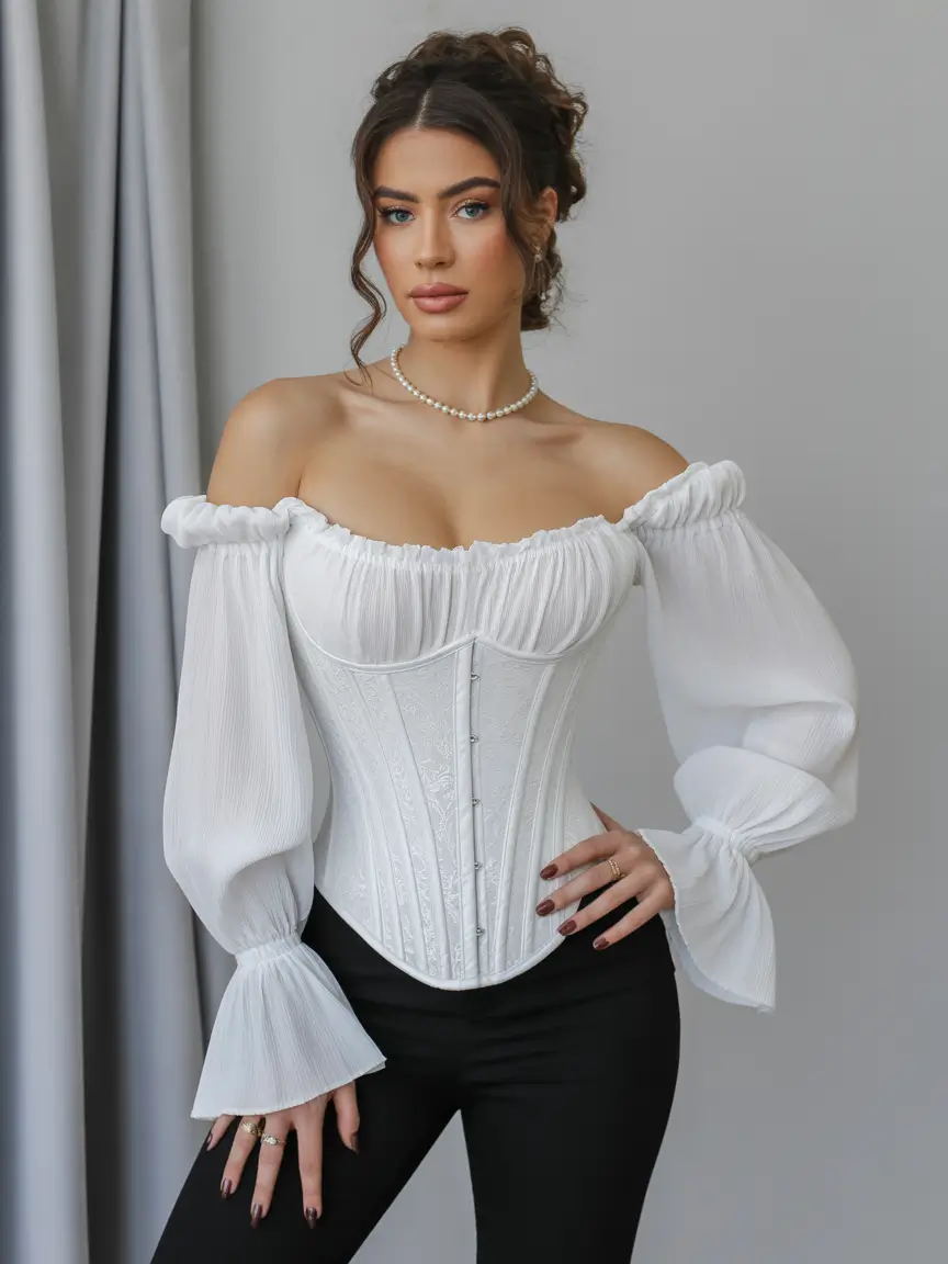 spring date night outfit Corset Chic Contrast for a Modern Dressy Casual Night