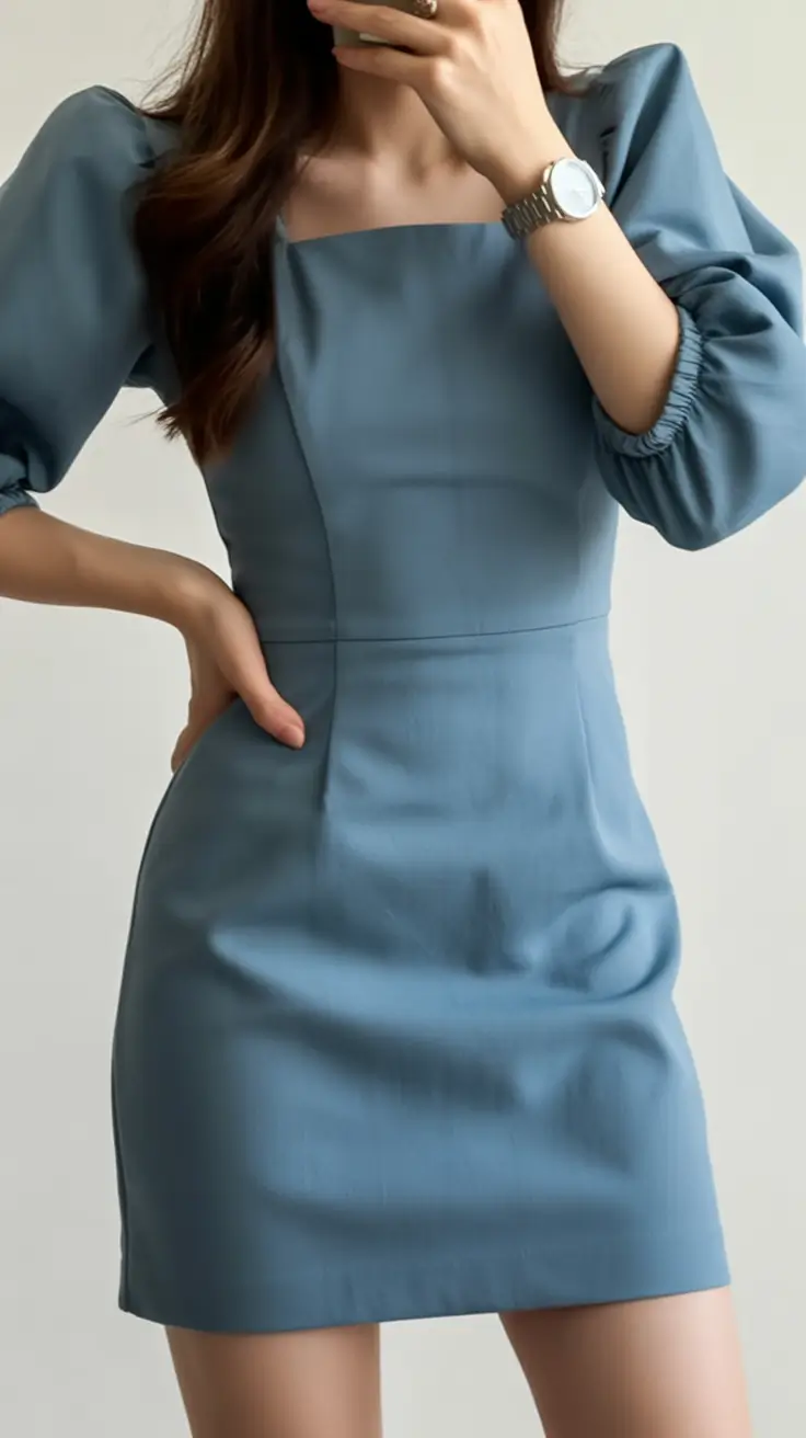 spring date night outfit Dusty Blue Minimalism for a Classy Spring Evening