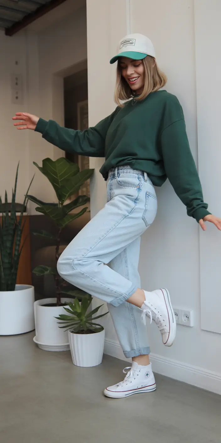 spring jeans outfit Sporty Denim Ease for Early Spring Days