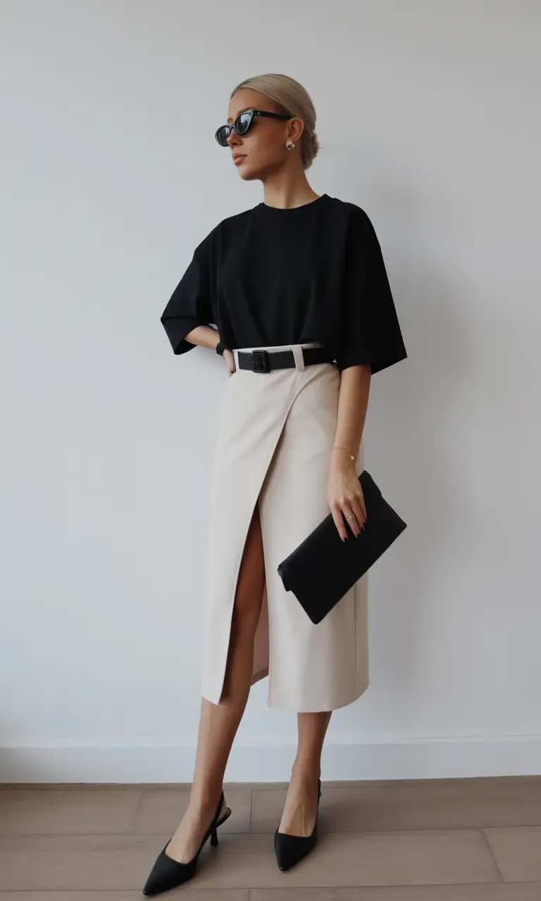 spring outfits Sharp Contrast With Editorial Energy