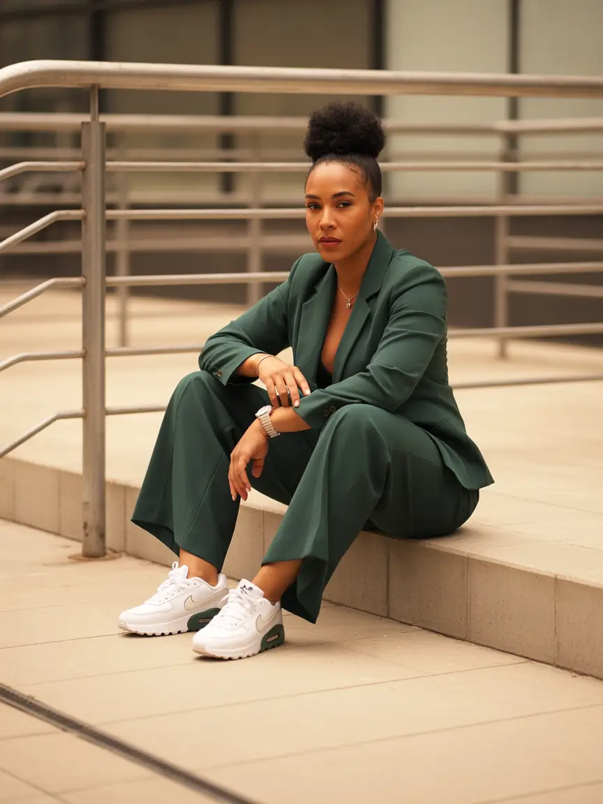 spring outfits black women The Spring Power Suit With Sneakers Energy