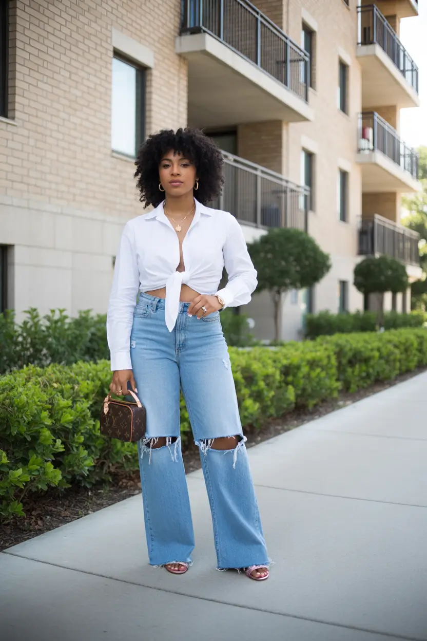 spring outfits black women The White Shirt and Jeans Combo That Never Misses