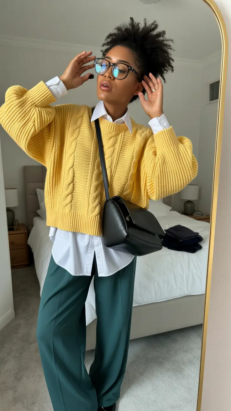 spring outfits black women Sunshine Knit Layers for Cozy Spring Mornings