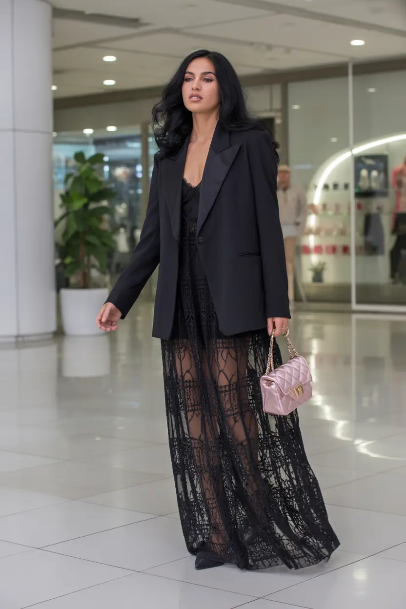 spring skirt outfits Sheer Black Lace for After-Hours Spring Glam