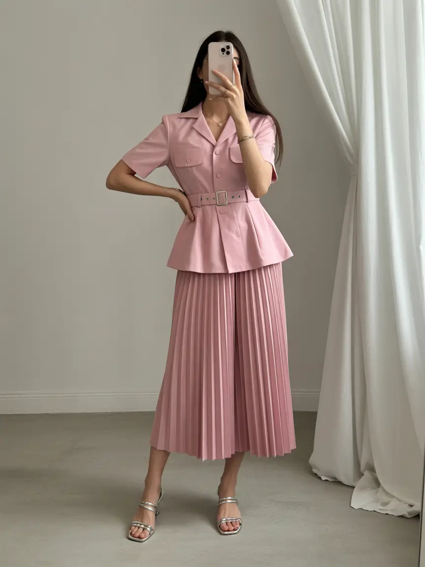 spring skirt outfits Soft Pink Pleats and Cute Spring Daydream Energy