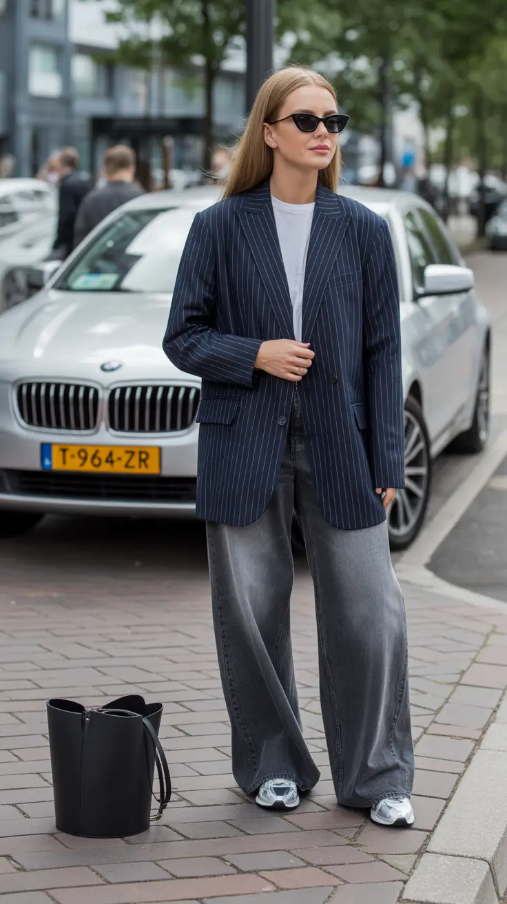 spring transition outfits Pinstripes Made Casual Without Losing Authority