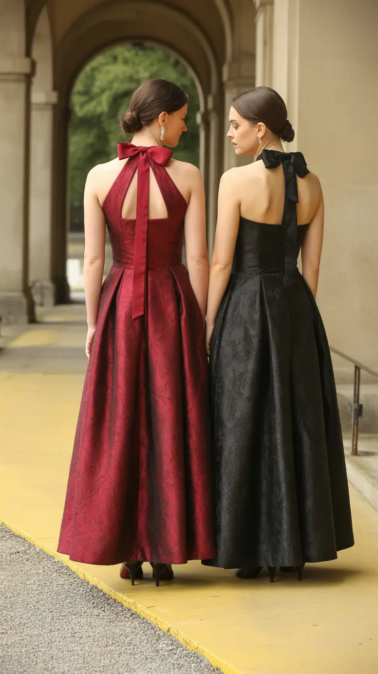 spring wedding guest outfit Timeless Bows and Evening Romance