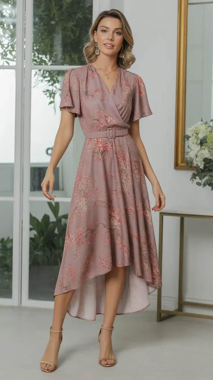 spring wedding guest outfit Muted Mauve for Effortless Sophistication