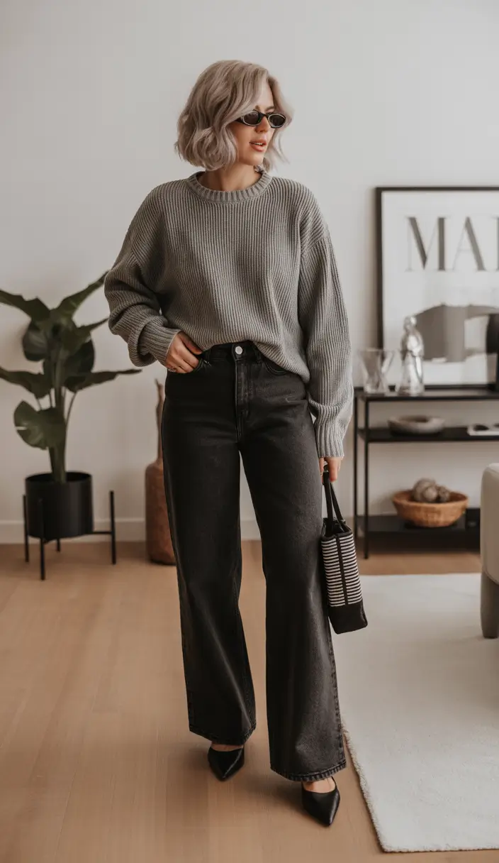 winter to spring outfits Relaxed Denim With a Textured Twist