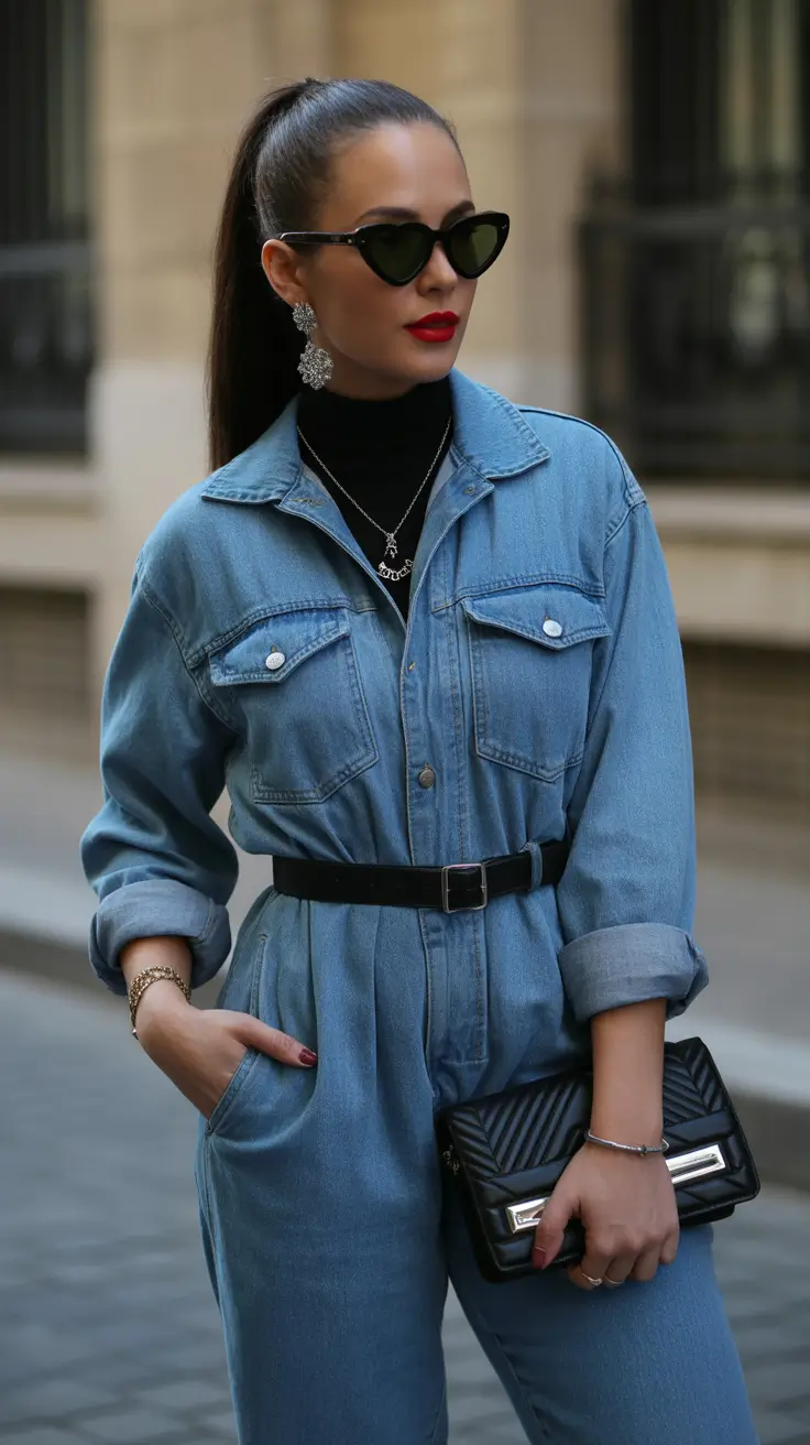 midsize spring outfits Denim Utility With City Polish