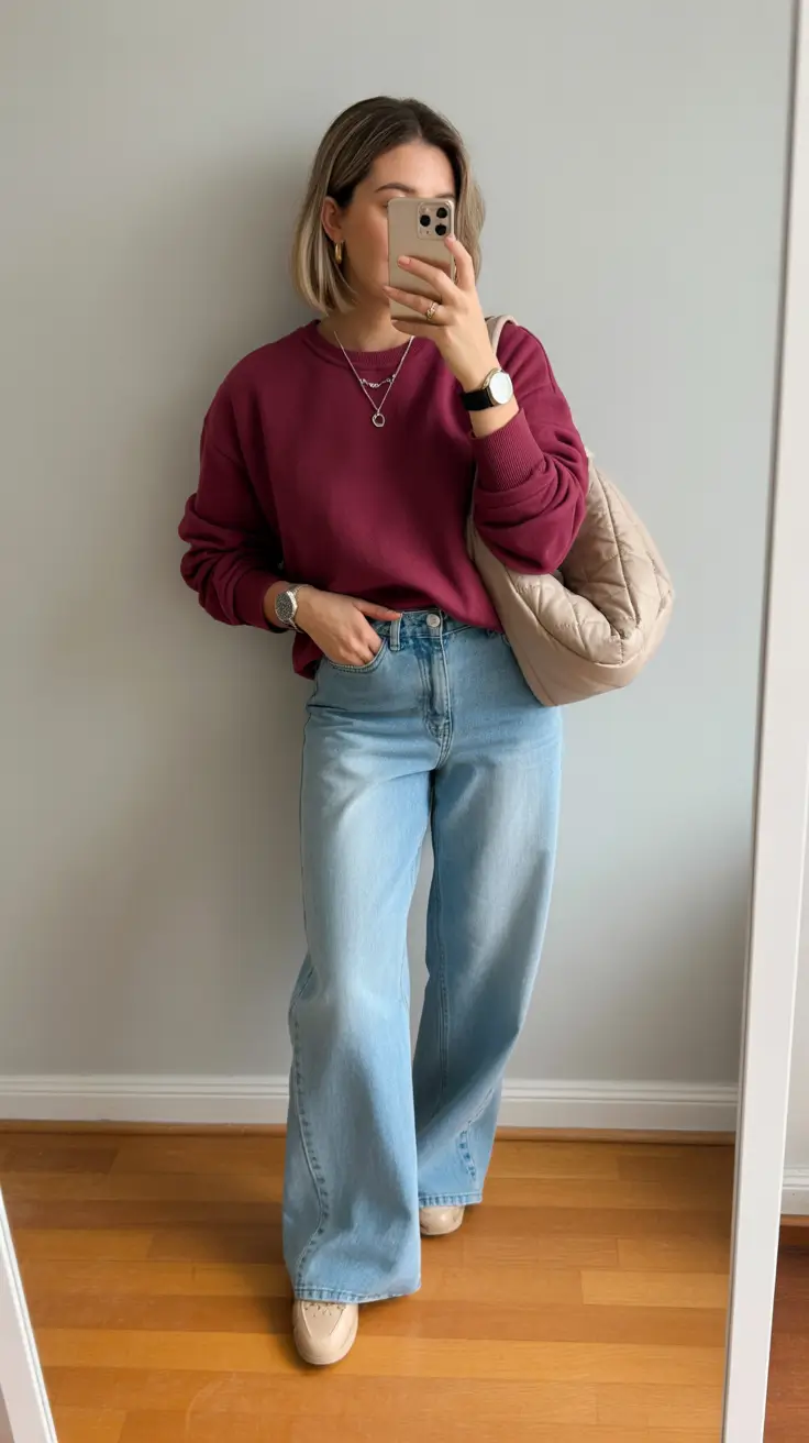 midsize spring outfits Relaxed Denim With Soft Color Confidence