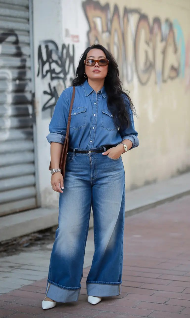 midsize spring outfits Classic Denim With a Modern Attitude