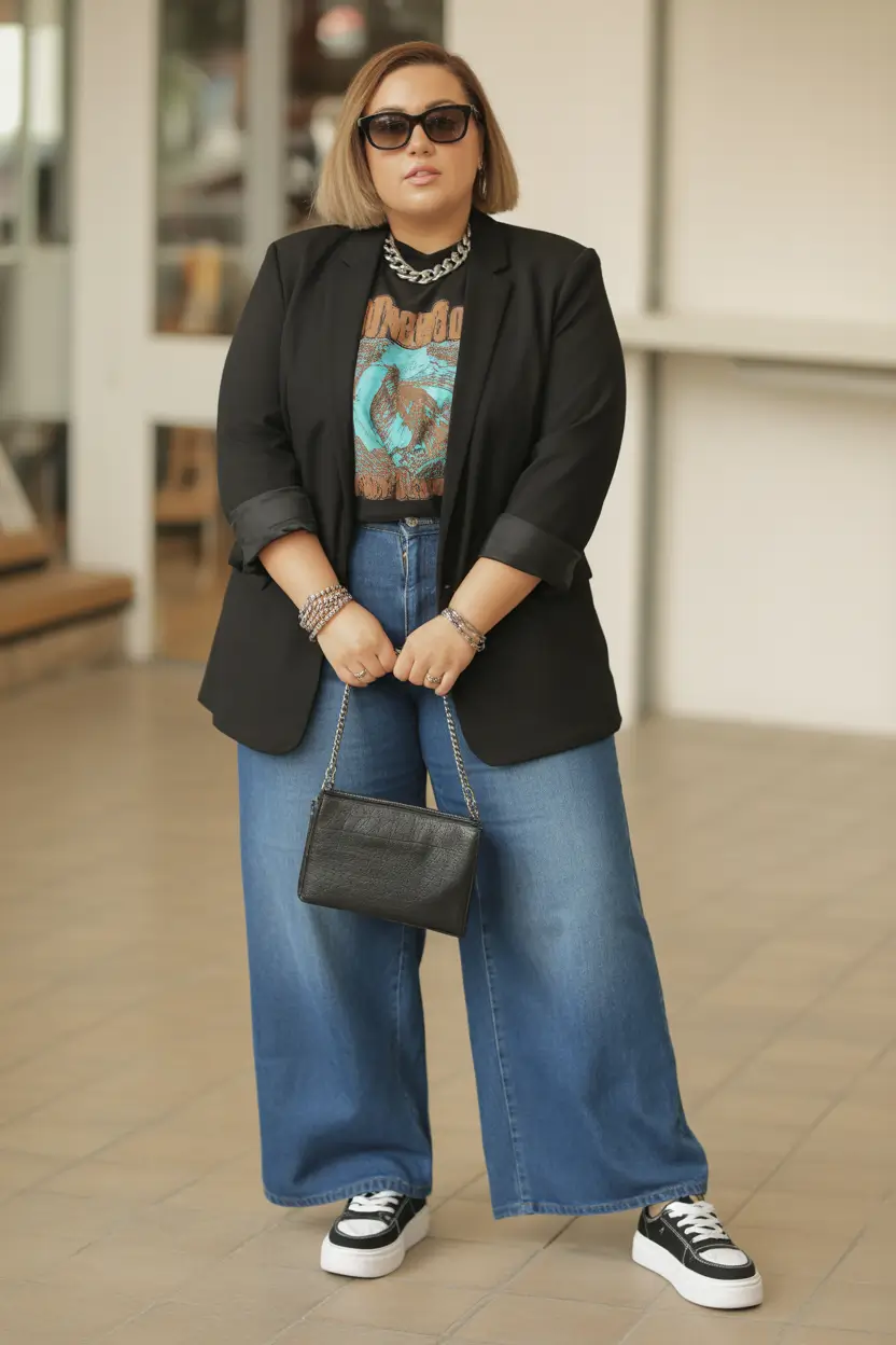 midsize spring outfits Blazer Energy With Everyday Denim