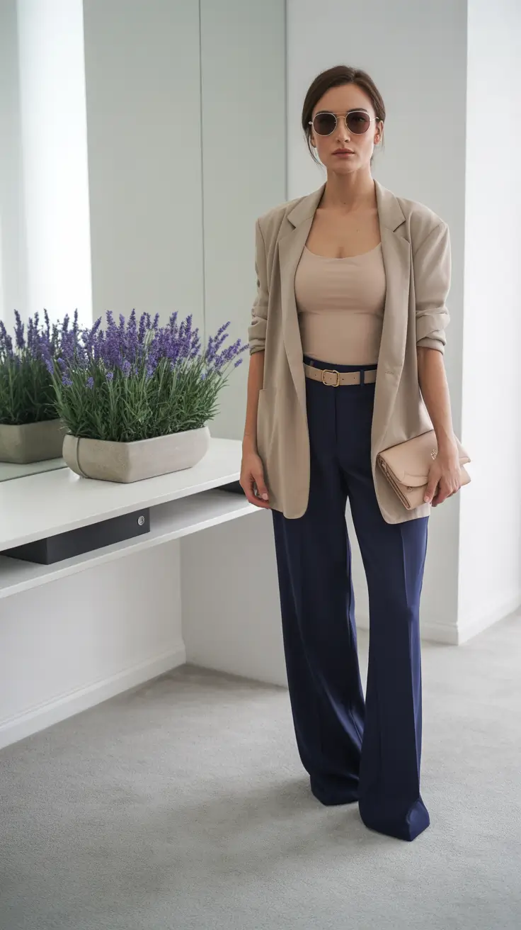spring business casual outfits Navy and Neutrals for Everyday Authority