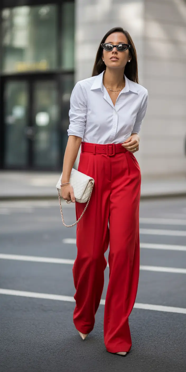 spring business casual outfits Bold Color Calm Authority