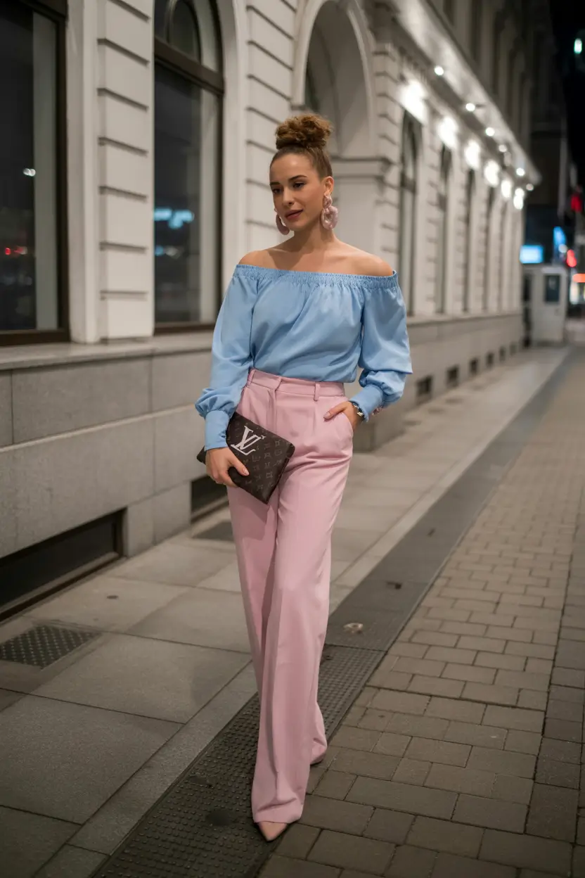 spring going out outfits Off-Shoulder Pastels for Night Classy City Walks