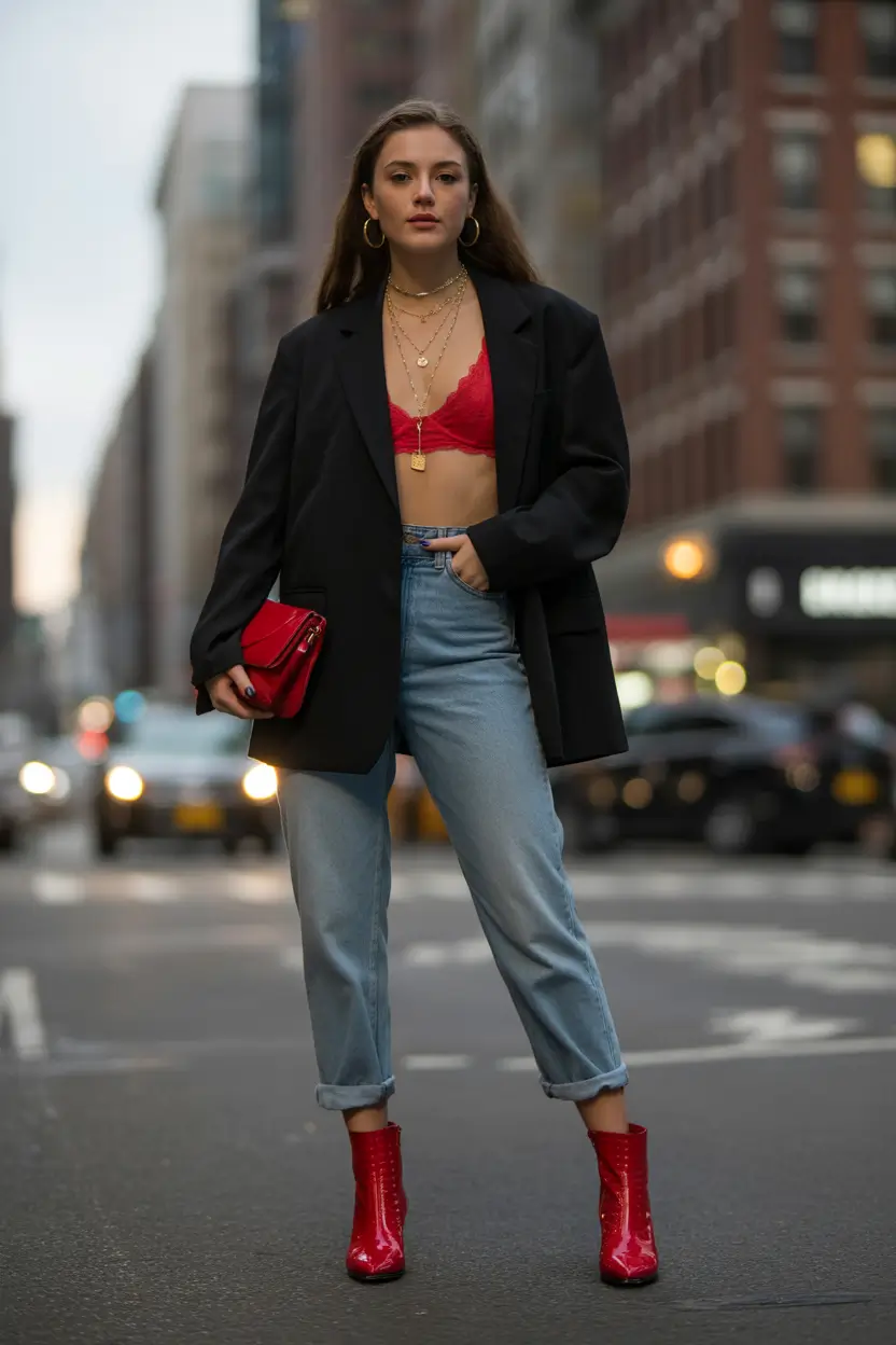 spring going out outfits Blazer and Bra Top Combos for a Night Cold Nyc Edge