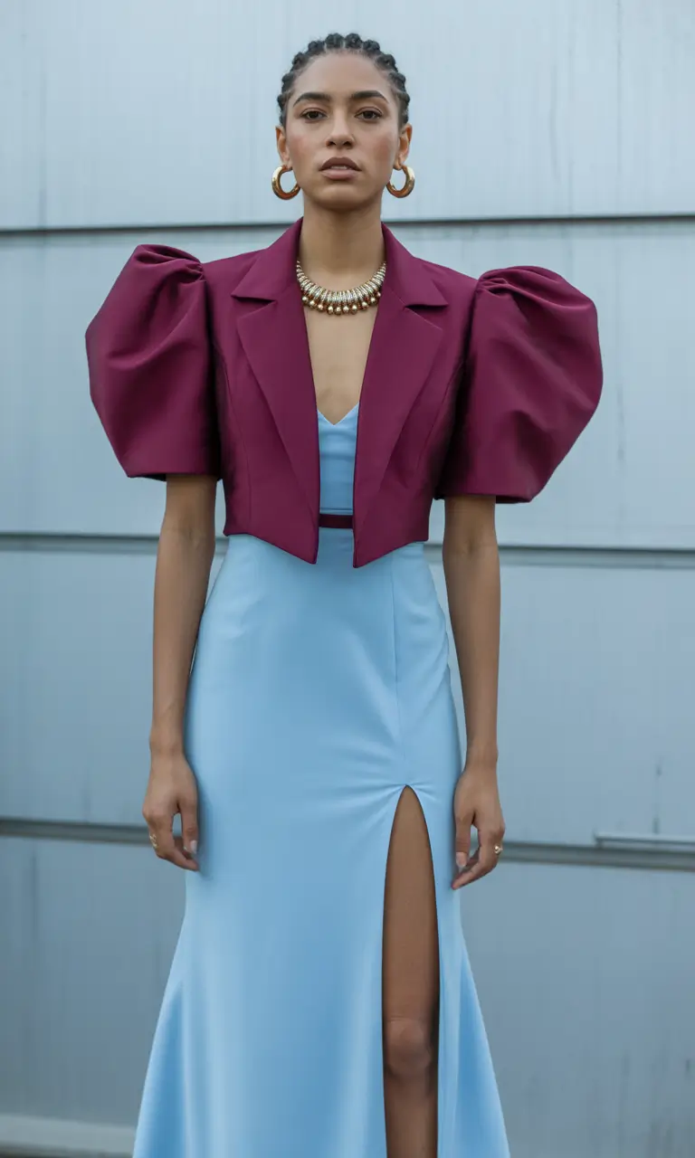 spring going out outfits Bold Puff Sleeve Jackets and Satin Dresses for Night Classy Spring Glam