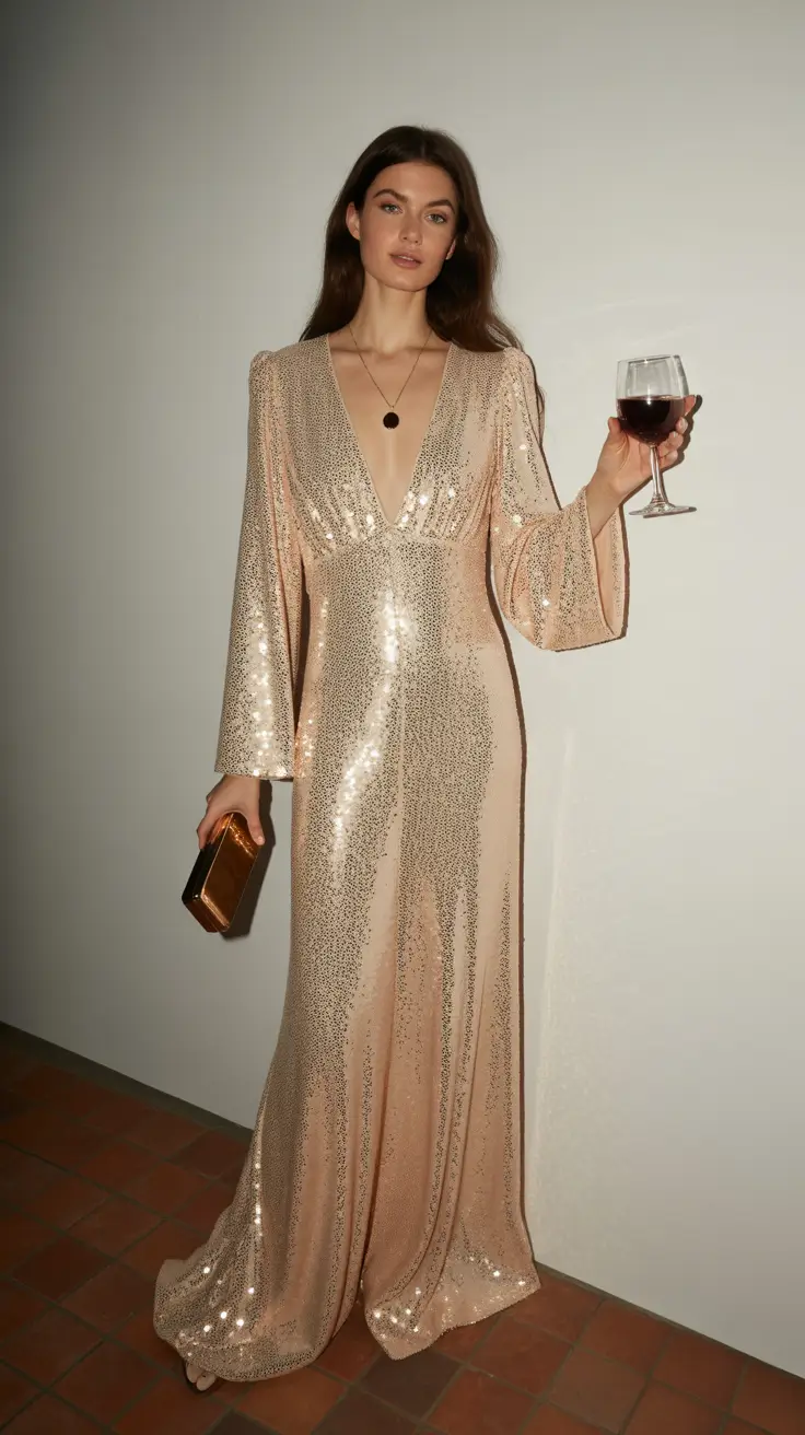 spring wedding outfit Champagne Sequins for Soft Grown Up Glamour