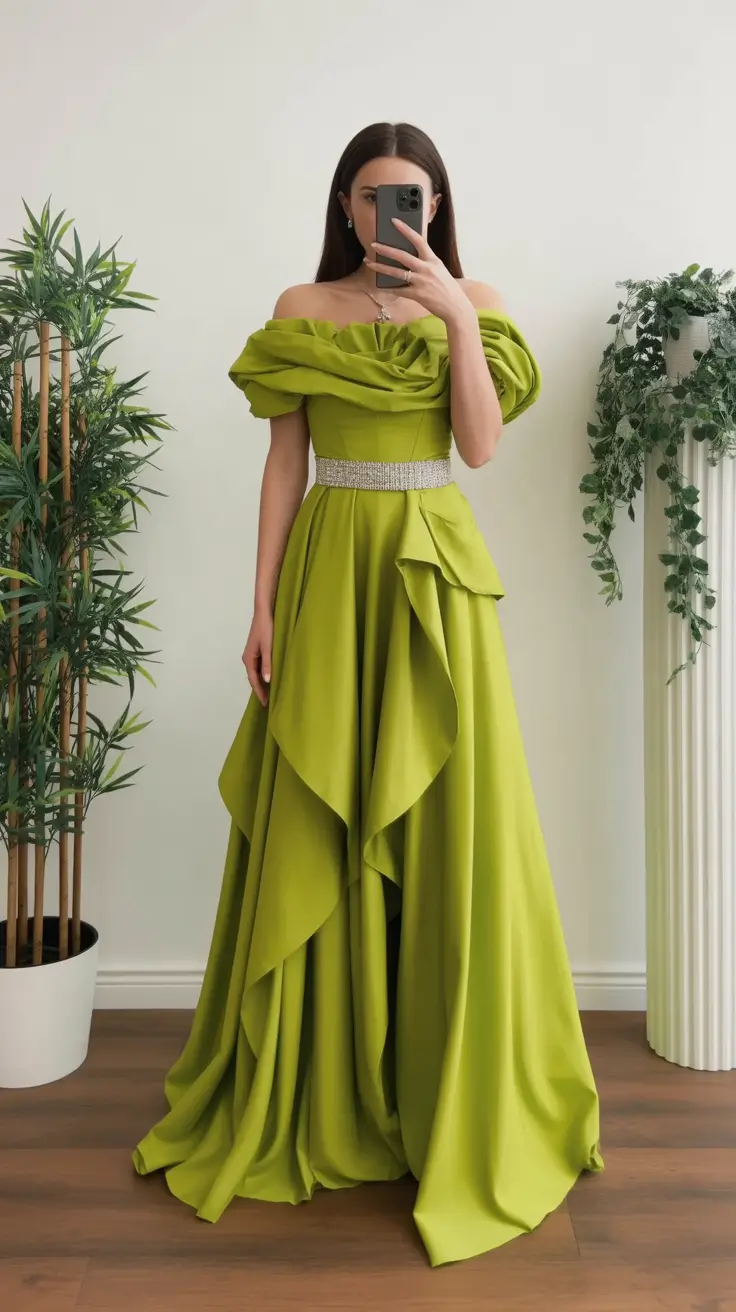 spring wedding outfit Fresh Green Drama for a Statement Making Entrance