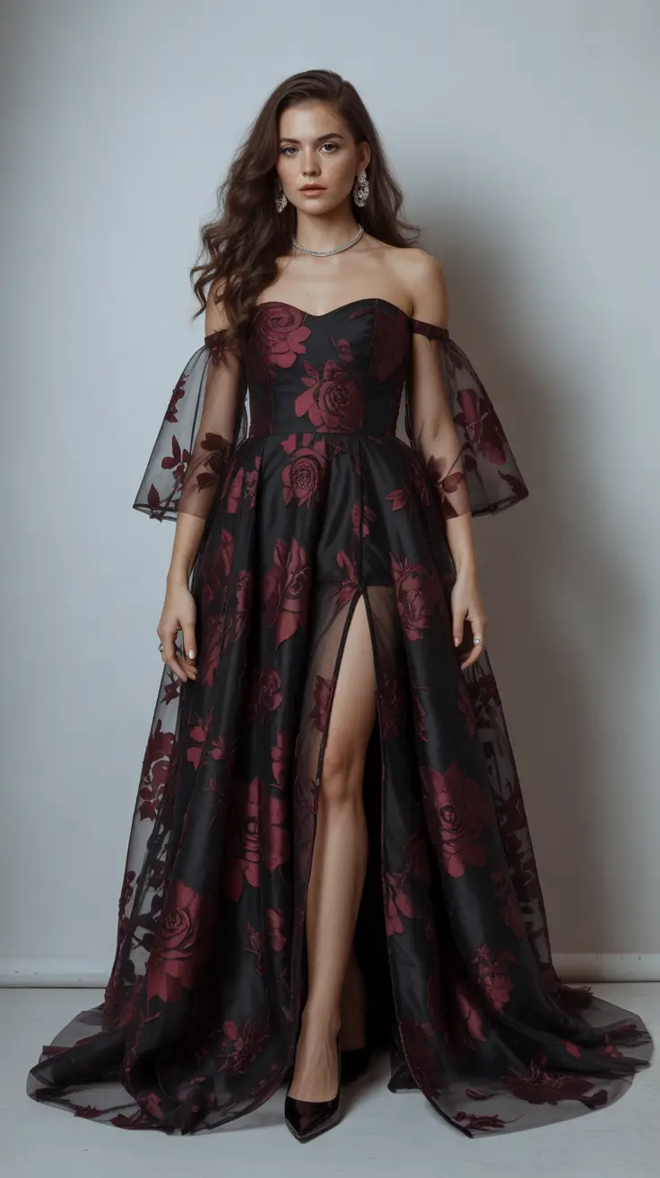 spring wedding outfit Dark Florals for a Confident Final Statement