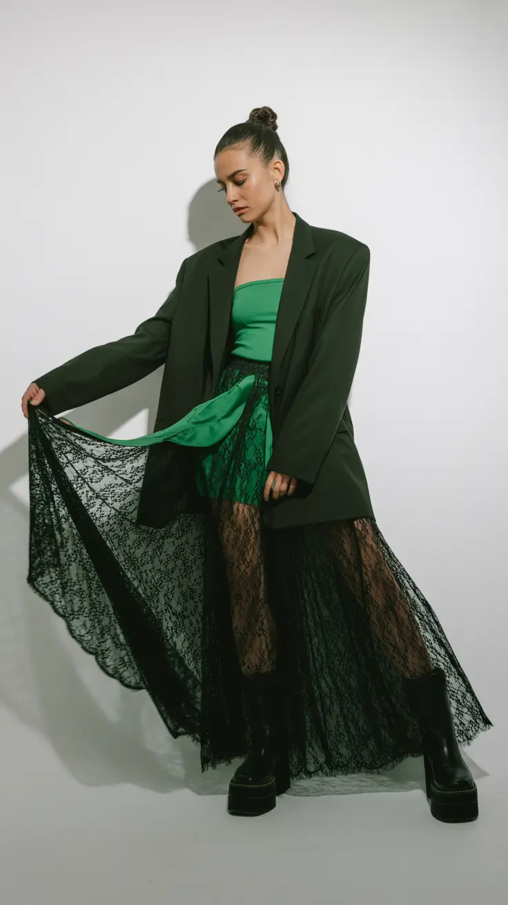 spring wedding outfit Green Layers for Confident Fashion Forward Guests