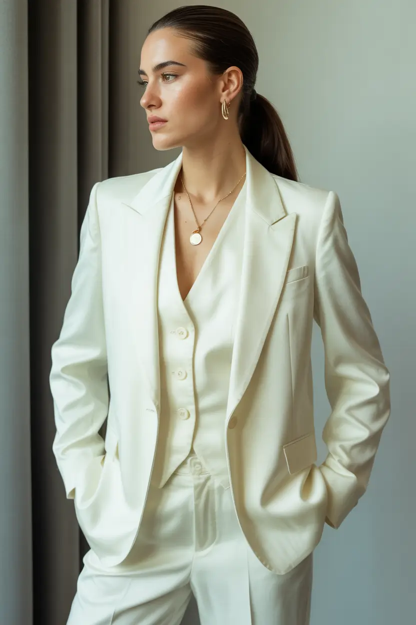 spring work outfits Ivory Tailoring for Light Spring Confidence