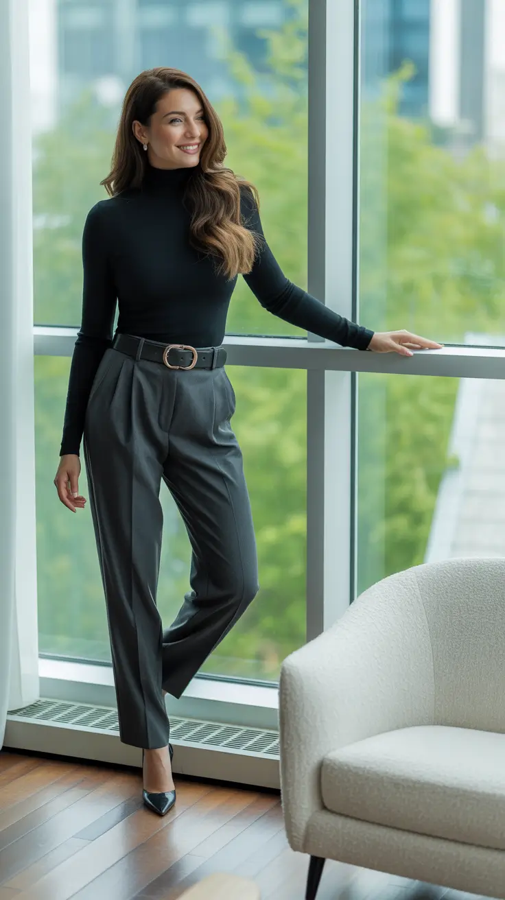spring work outfits Soft Black Base With Tailored Ease