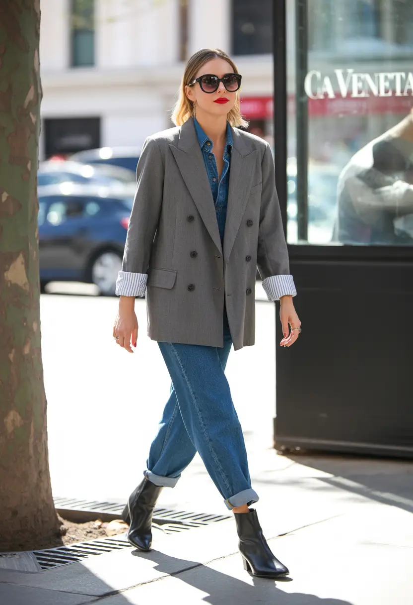 spring work outfits Blazer Meets Denim the Grown-Up Way