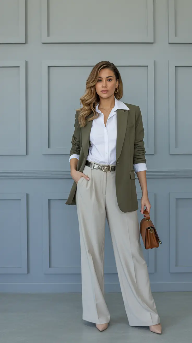 Spring 2026 Workwear Grounded Elegance - Olive Tailoring That Anchors the Season