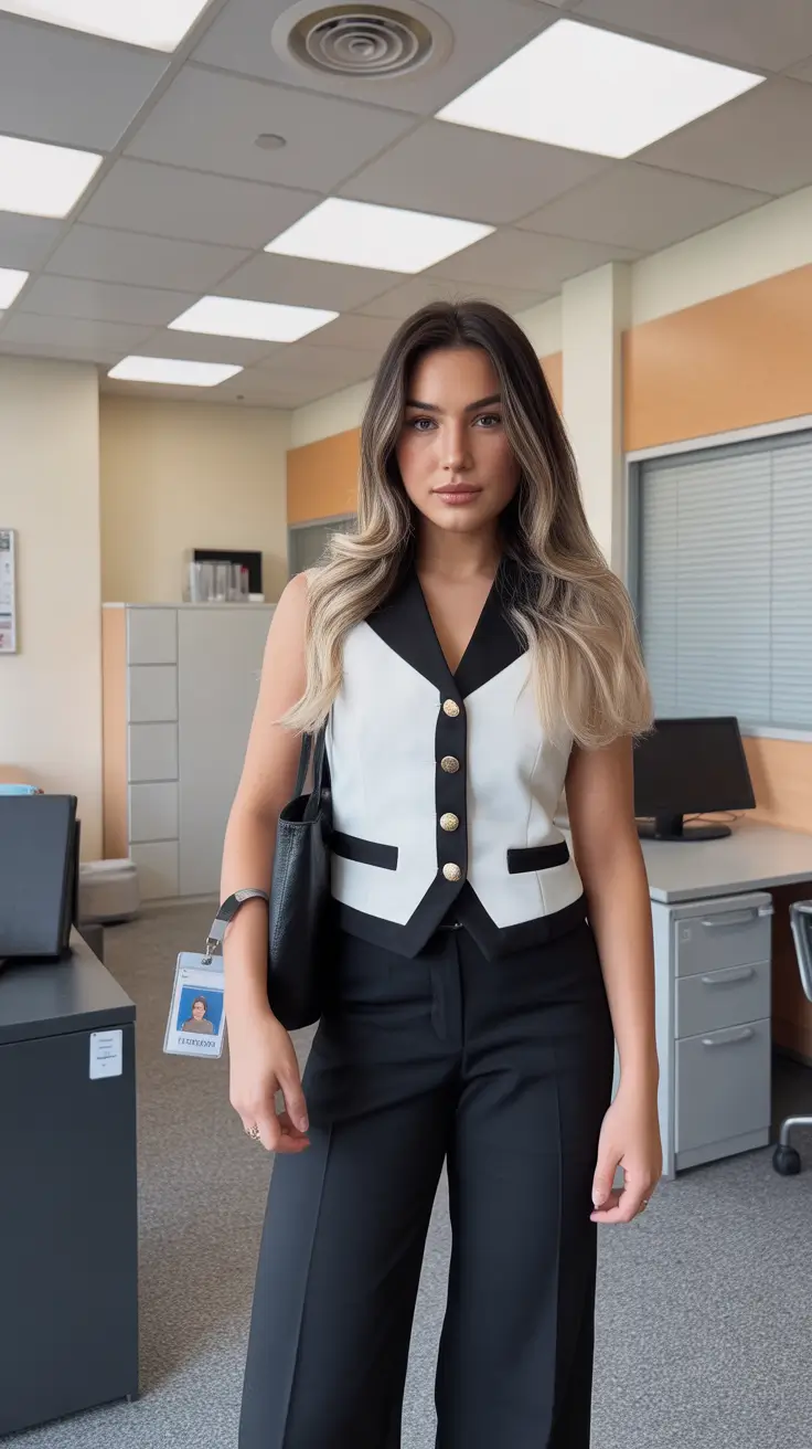 Spring 2026 Workwear Sharp Contrast - Graphic Vests as Office Statements