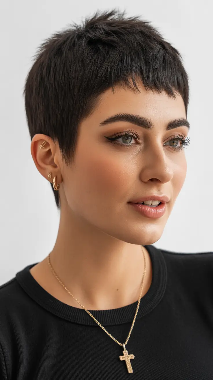 spring haircuts Classic Dark Pixie - Quiet Chic With a Modern Edge