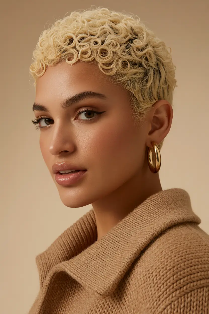 spring haircuts Golden Curl Crop - Soft Spring Warmth in a Short Shape