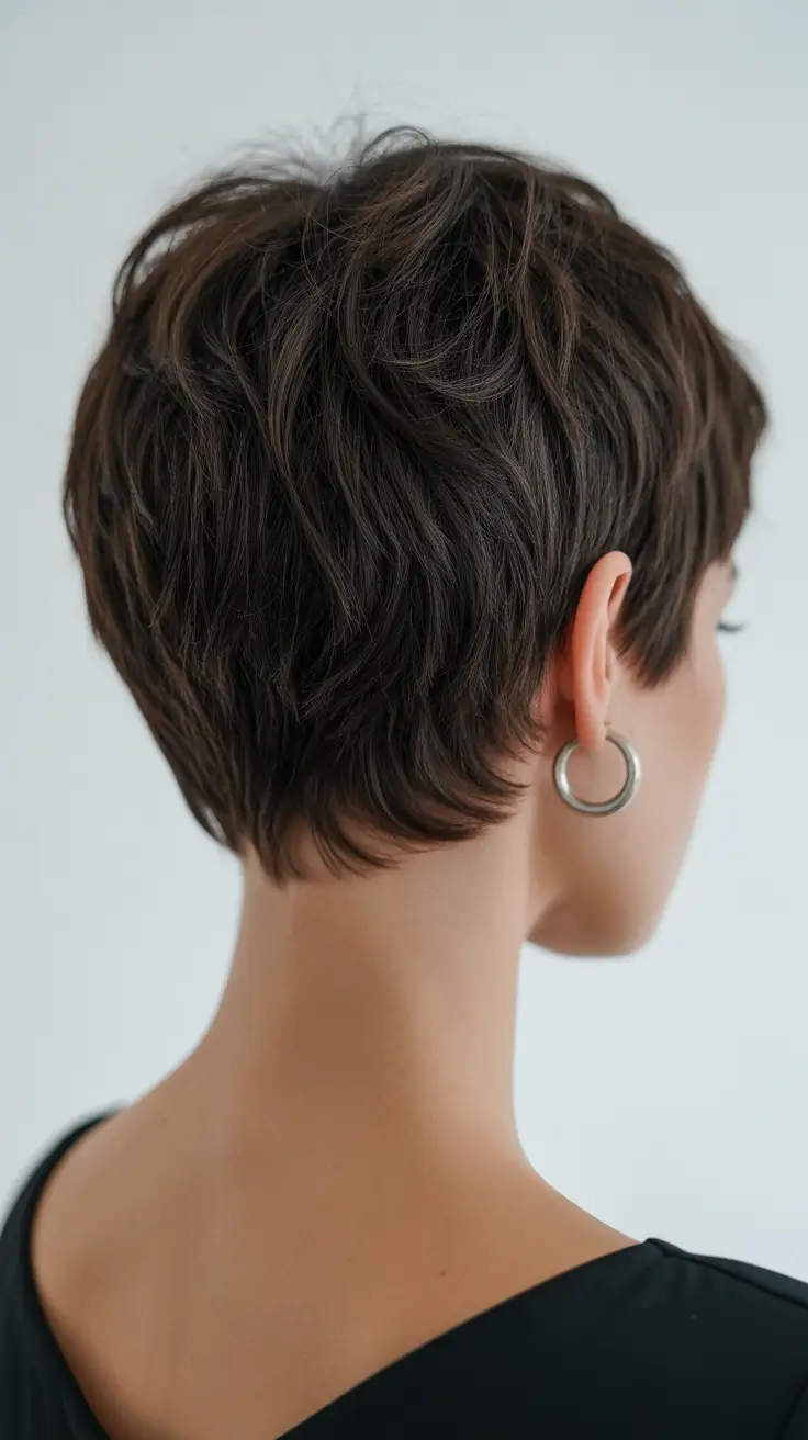 spring haircuts Textured Brunette Pixie - Soft Movement for Early Spring Days