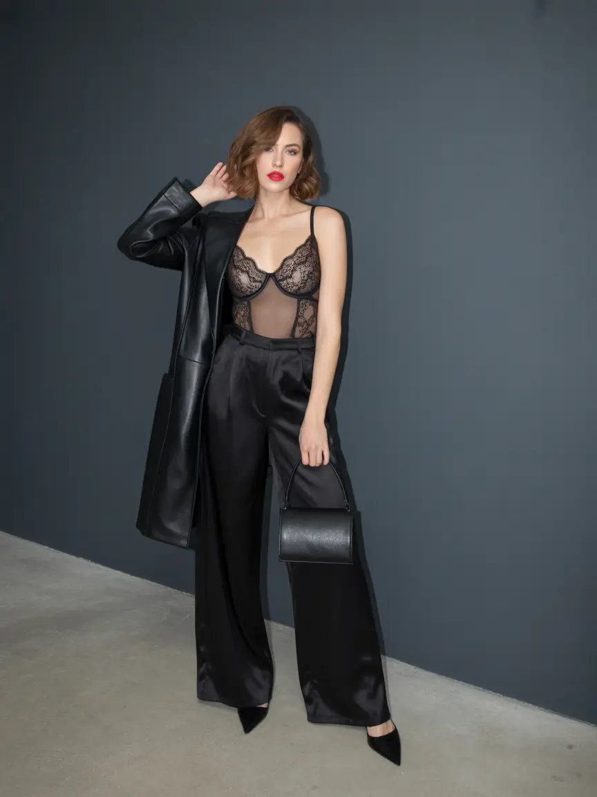 nyc spring outfits Sheer Evening Layers with Classic Black Drama