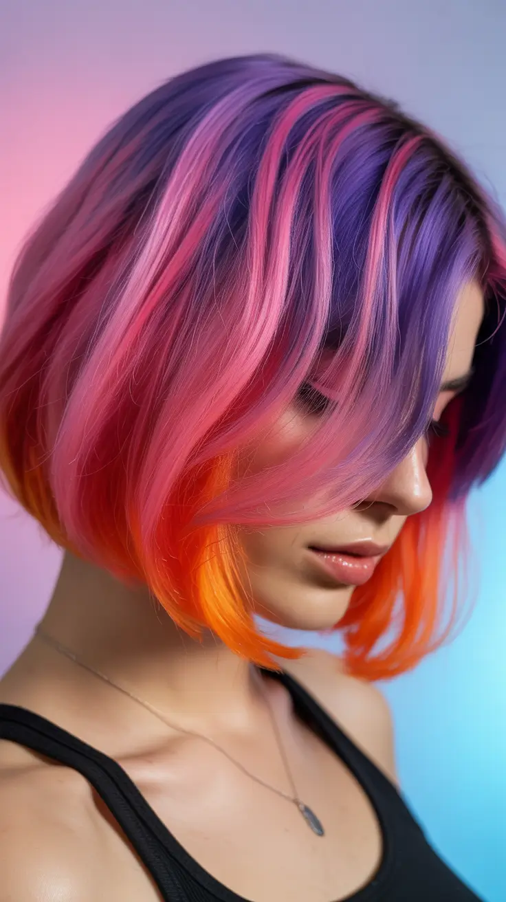 spring hair color trends-Sunset Bob Melt for the Girls Who Want Bold Softness