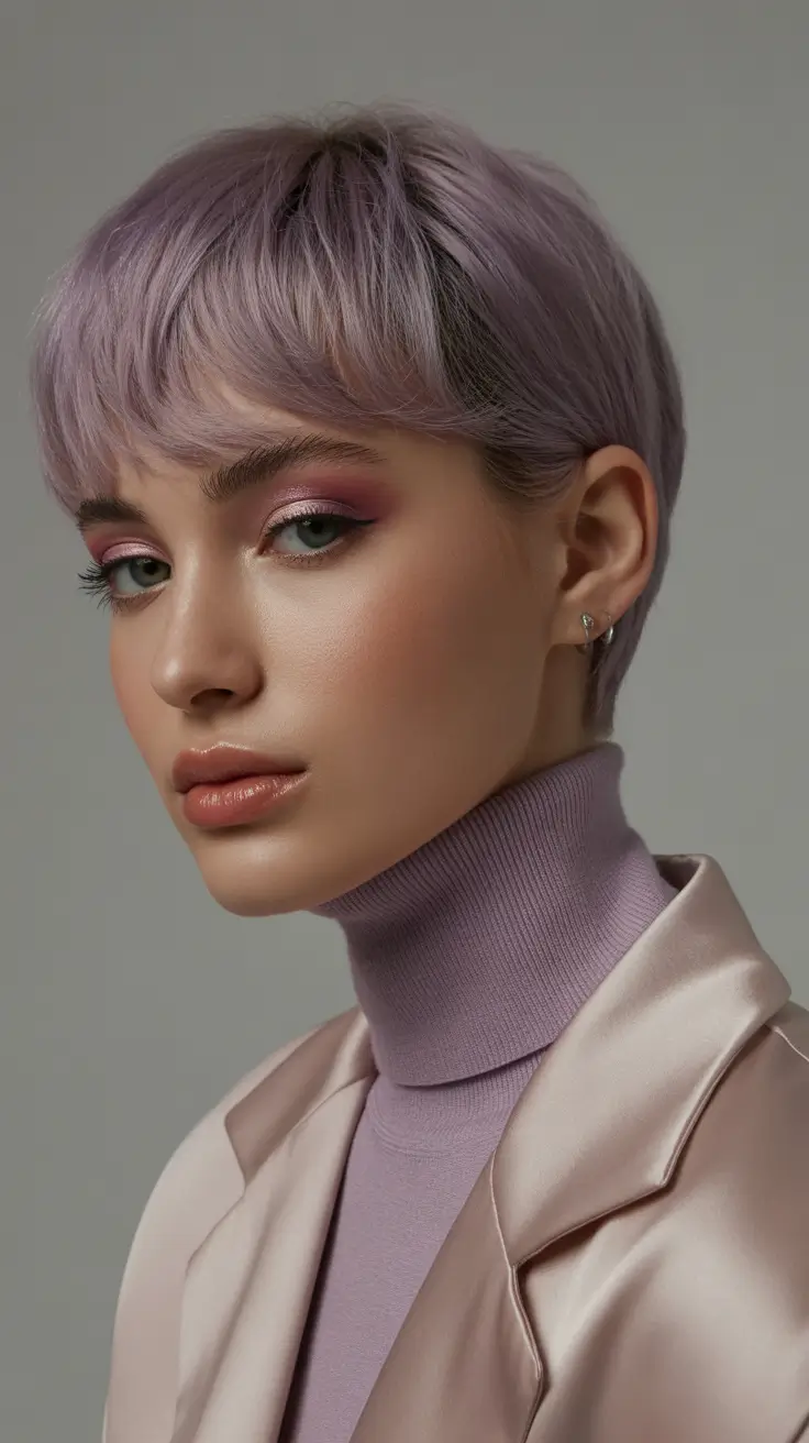 spring hair color trends-Soft Lilac Pixie for the Ultimate Short Hair Reset