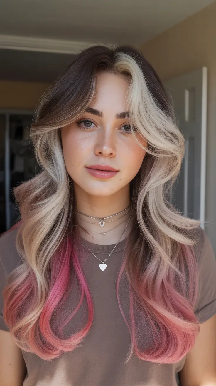 spring hair color trends-Soft Blonde with Rosy Ends for Dreamy Spring Energy