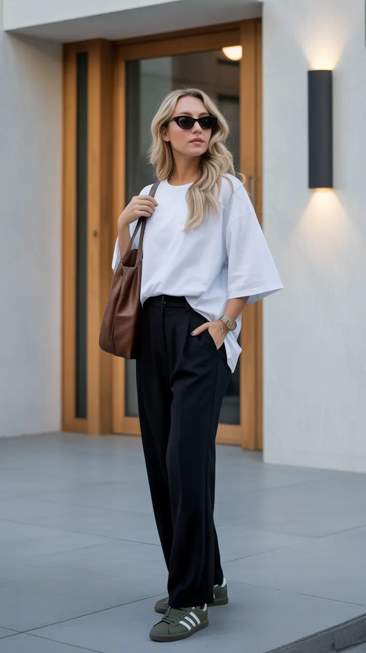 spring outfit for Monday Modern Ease with a Sharp Edge