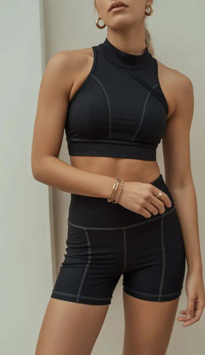 Spring workout outfits Minimal Black Sets That Feel Sculptural