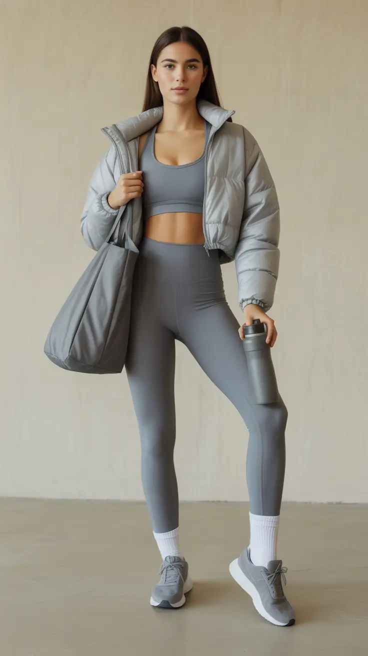 spring sport outfits for women Minimal Grey Training Set With Clean Aesthetic