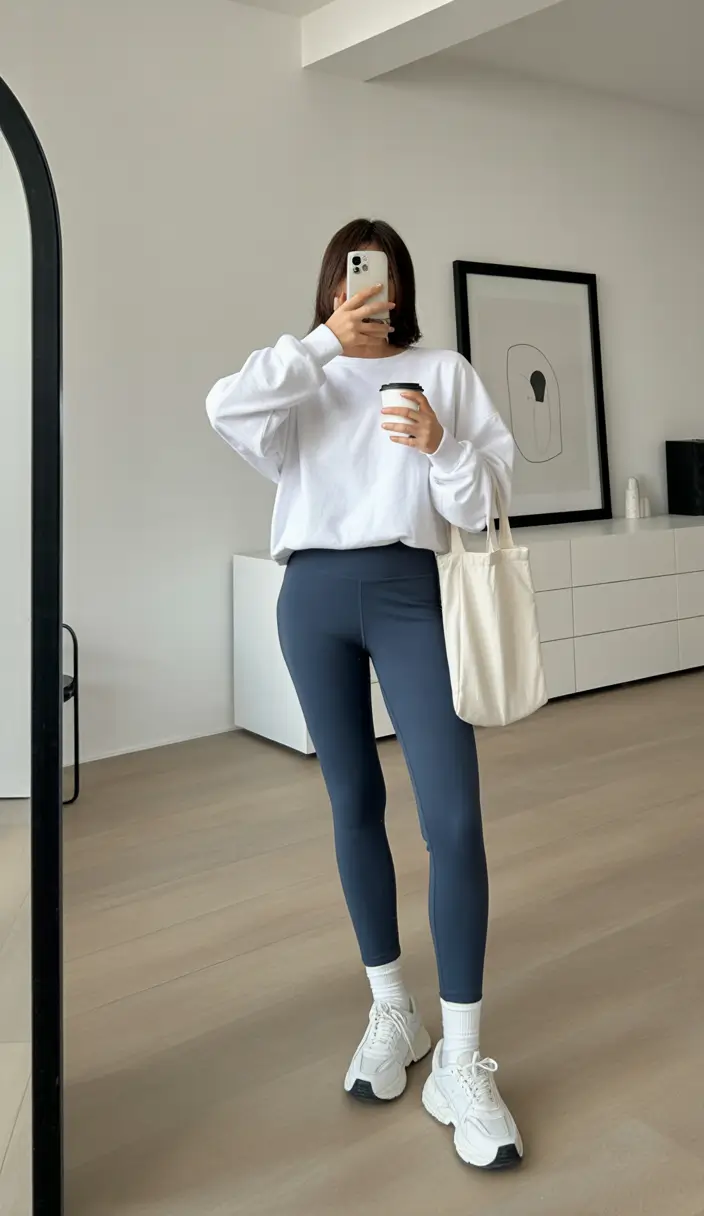 spring sport outfits for women Clean White Sweatshirt With Everyday Athletic Ease