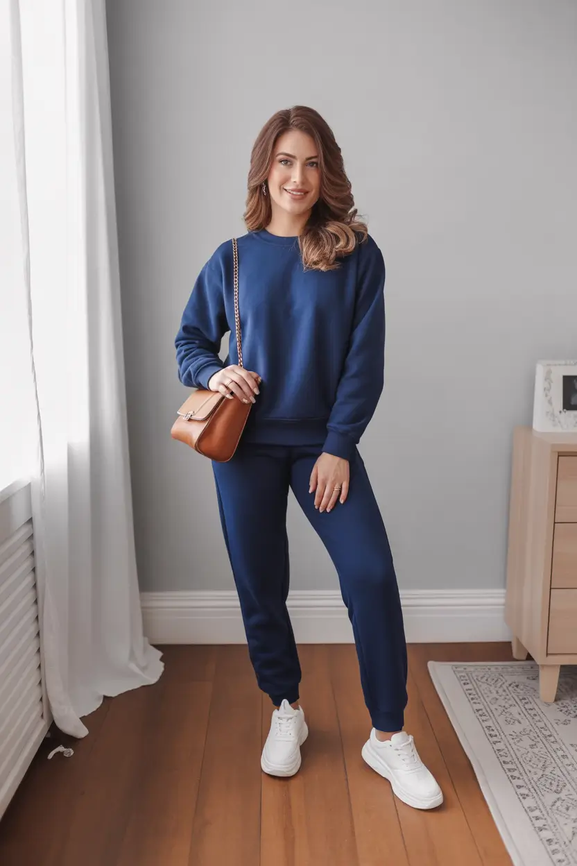 spring sport outfits for women Deep Blue Lounge Set That Feels Quietly Polished